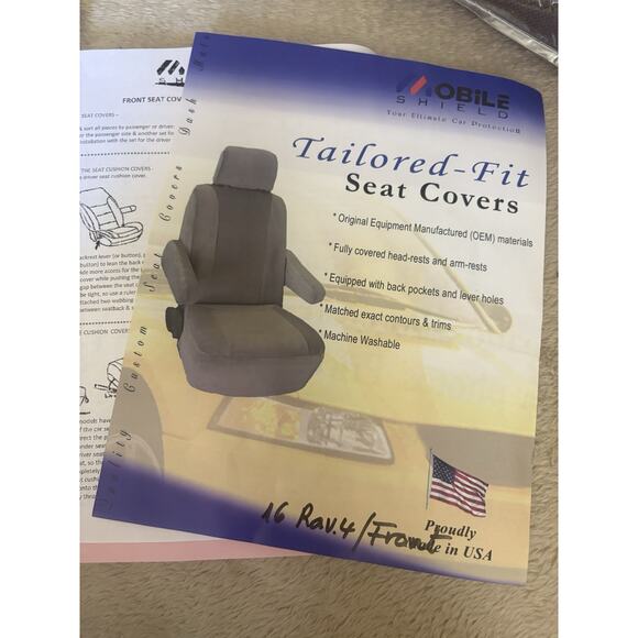 Rave4 2016 Full Set Seat Covers #2400 Beige Synthetic Fabric Microfiber Made USA - Picture 4 of 10